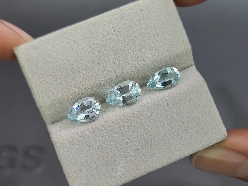 Set of aquamarines in pear cut 3.12 carats, Madagascar Image №4