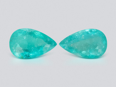 Pair of Paraiba tourmalines Neon Greenish Blue pear cut 29.52 carats, Mozambique photo