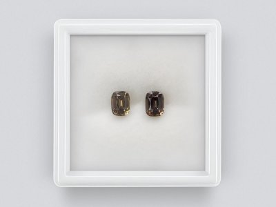 Pair of dark green, unheated cushion cut sapphires  1.58 carats, Madagascar photo