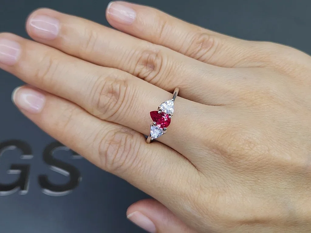 Unheated Pigeon's Blood red ruby in pear cut 1.01 carats, Mozambique  Image №5