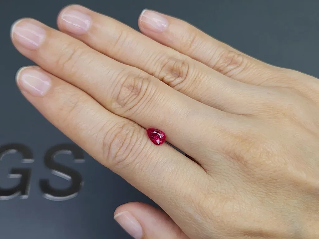 Unheated Pigeon's Blood red ruby in pear cut 1.01 carats, Mozambique  Image №2