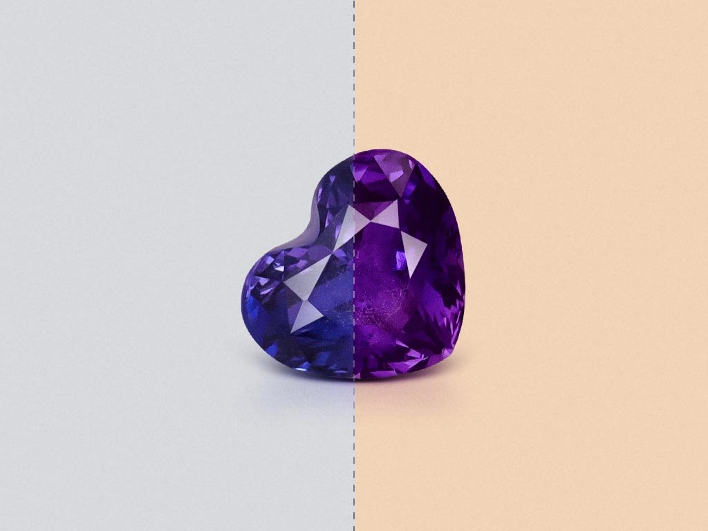 Violet sapphire with rutile silk effect in heart shape 1.33 carats, Sri Lanka Image №1