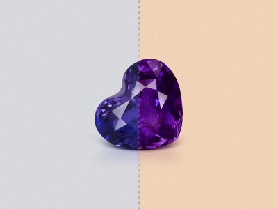 Violet sapphire with rutile silk effect in heart shape 1.33 carats, Sri Lanka photo
