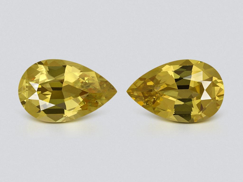 Pair of unheated yellow sapphires pear cut 2.74 carats, Madagascar Image №1
