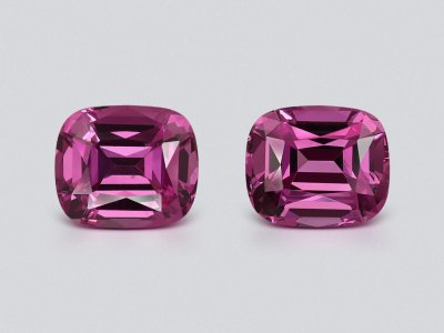 Pair of rhodolite garnets cushion cut 3.56 carats, Tanzania photo