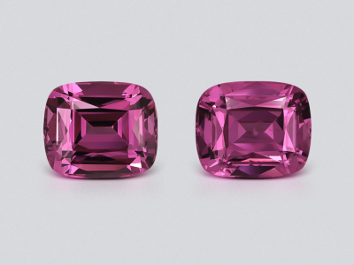 Pair of garnets rhodolite cushion cut 2.92 carats, Tanzania photo