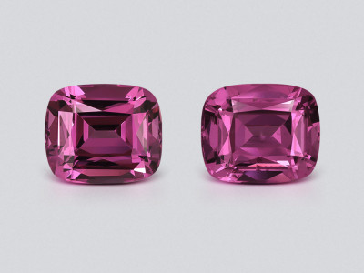 Pair of garnets rhodolite cushion cut 2.92 carats, Tanzania photo