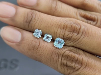 Set of aquamarines octagon cut 1.92 carats, Madagascar photo