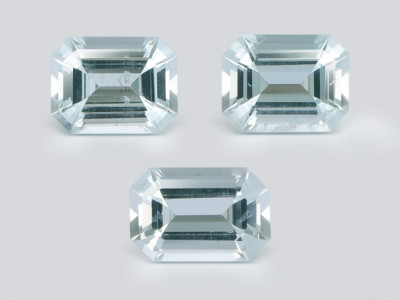 Set of aquamarines octagon cut 4.28 carats, Madagascar photo