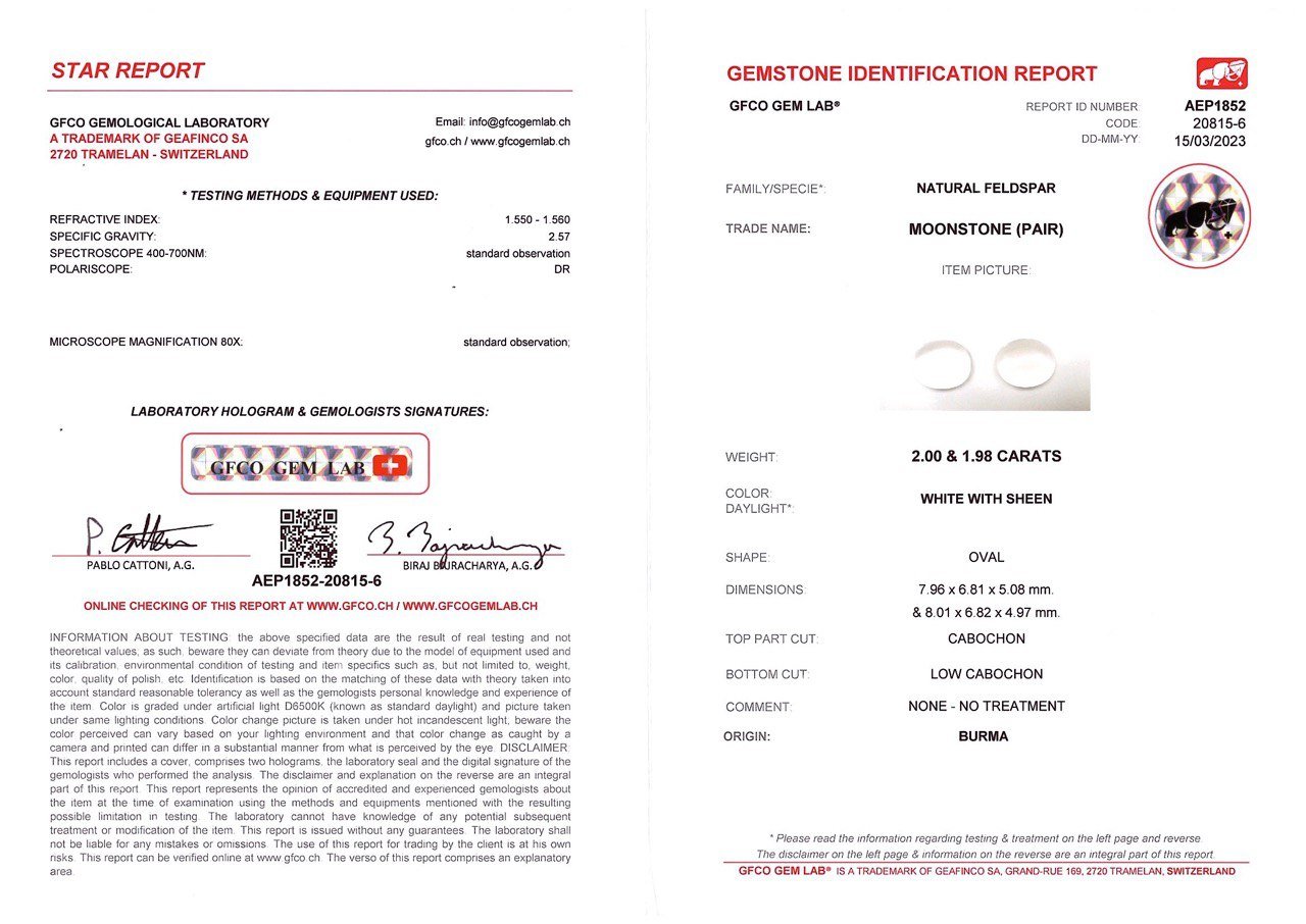 Pair of moonstones from Burma 3.98 ct Image №5