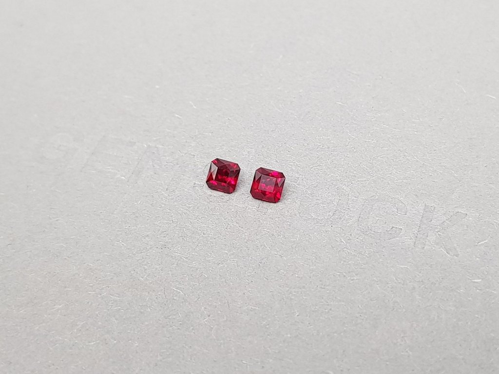 Pair of Pigeon&#39;s Blood rubies, Octagon cut 0.55 carat, Madagascar Image №3