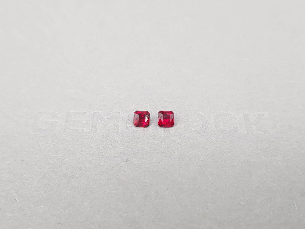 Pair of Pigeon&#39;s Blood rubies, Octagon cut 0.55 carat, Madagascar Image №1
