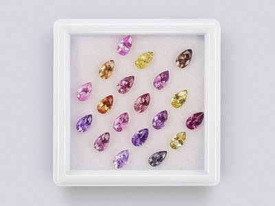 Set of calibrated sapphires 5x3 mm pear cut 4.77 carats/19 pcs photo