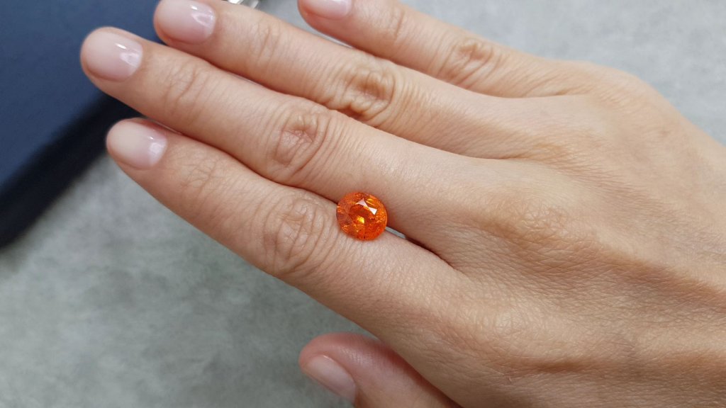 Fanta color spessartine garnet in oval cut 3.75 ct, Tanzania Image №2