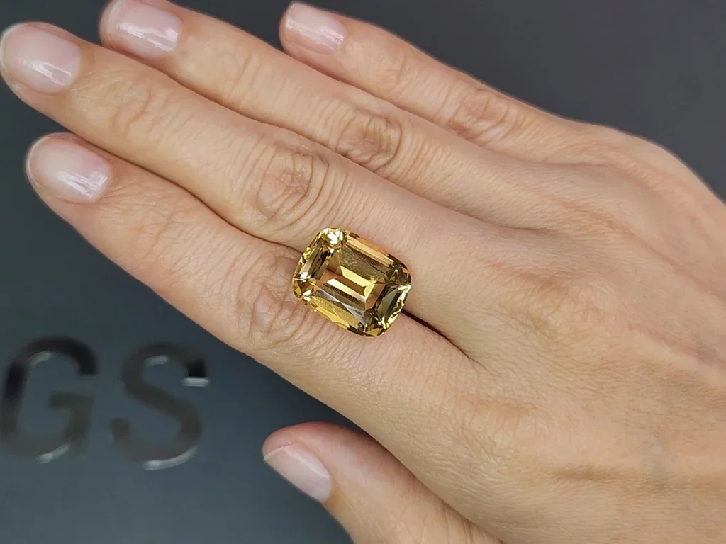 Yellow citrine precision cushion cut 12.13ct, Africa Image №2