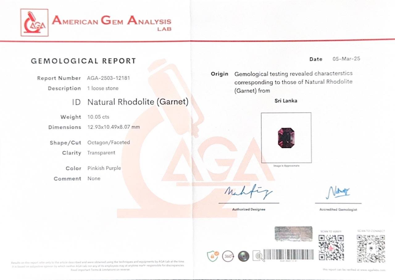 Garnet  rhodolite octagon cut 10.05 carats, Sri Lanka Image №6
