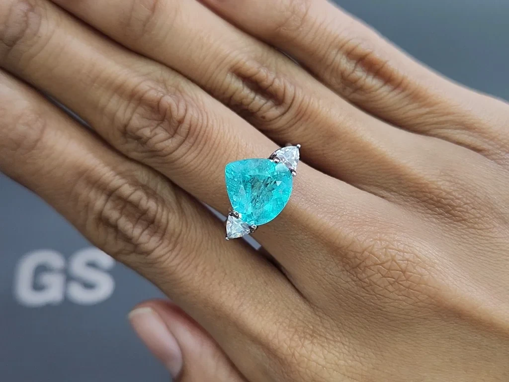 Neon blue Paraiba tourmaline in pear cut 4.49 carats, Mozambique Image №5