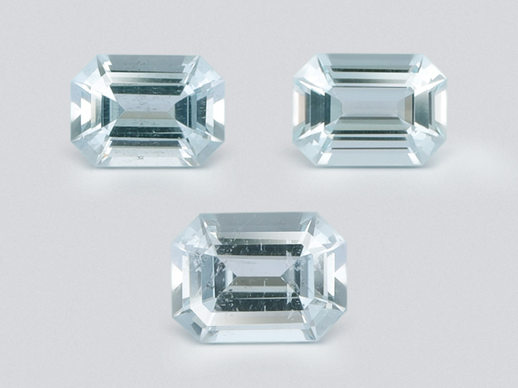Set of aquamarines octagon cut 3.01 carats, Madagascar Image №1