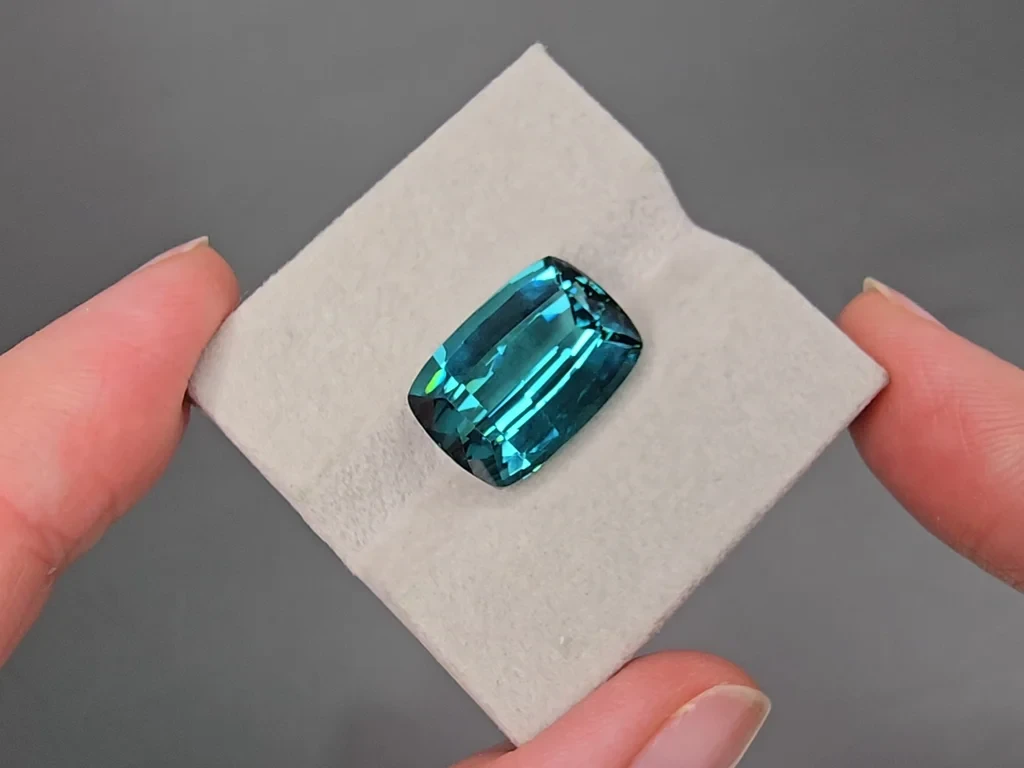 Large vivid Lagoon tourmaline cushion cut 15.94 carats, Namibia Image №4