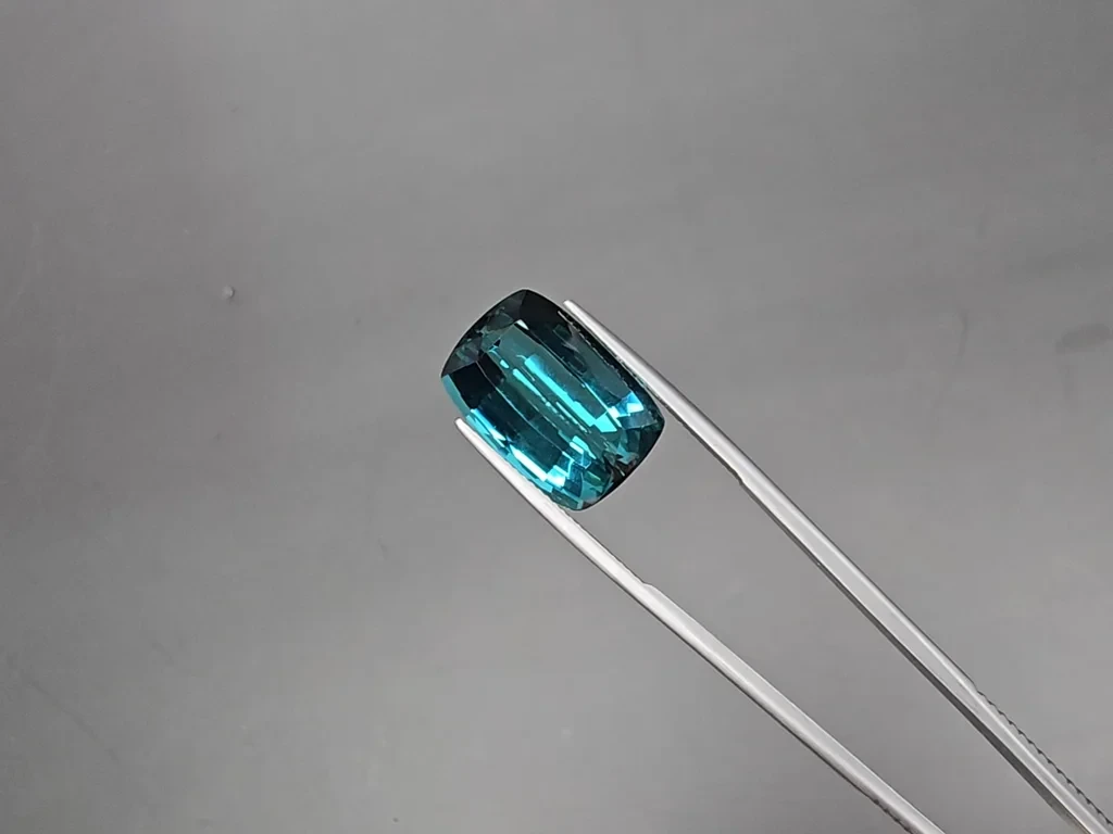 Large vivid Lagoon tourmaline cushion cut 15.94 carats, Namibia Image №3