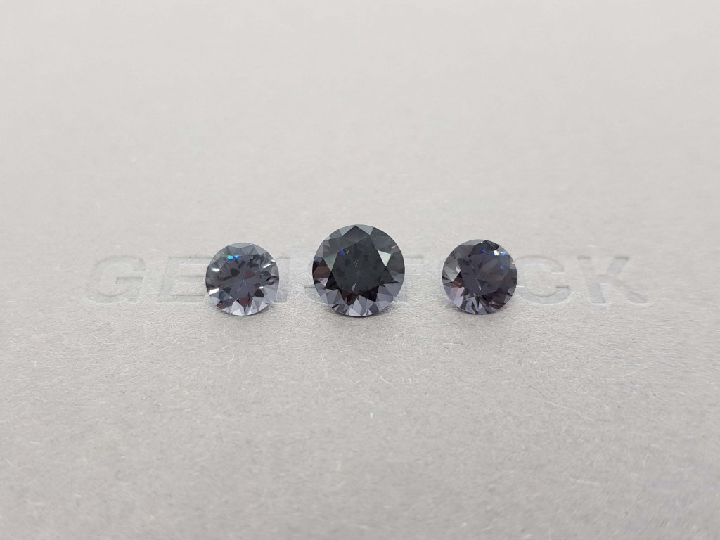 Set of gray spinel in round cut 4.43 ct, Burma Image №1