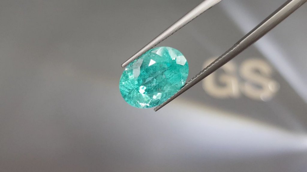 Neon greenish-blue Paraiba tourmaline in oval cut 6.11 carats, Mozambique Image №3