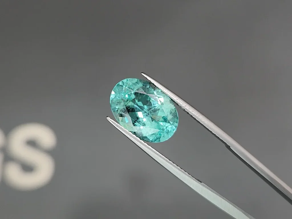 Neon greenish blue Paraiba tourmaline in oval cut 5.51 carats, Mozambique Image №3