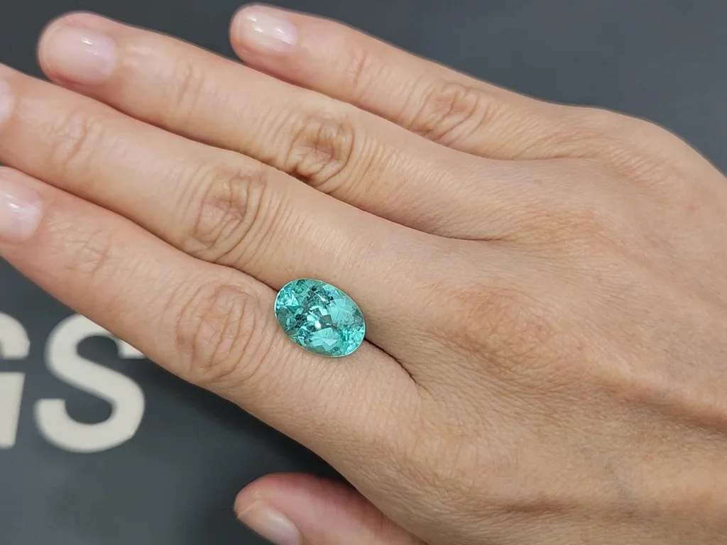 Neon greenish blue Paraiba tourmaline in oval cut 5.51 carats, Mozambique Image №2