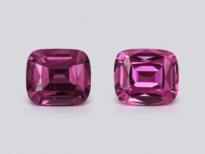 Pair of rhodolite garnets cushion cut 3.88 carats, Tanzania photo