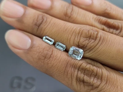 Set of aquamarines octagon cut 1.70 carats, Madagascar photo