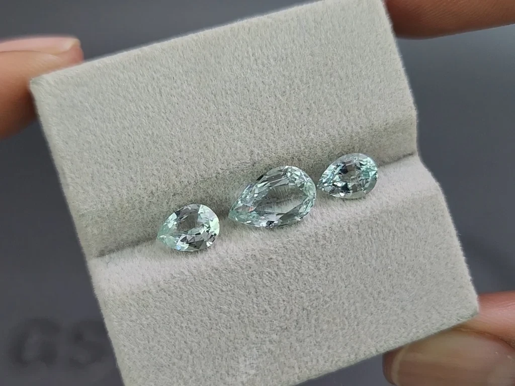Set of aquamarines in pear cut 2.83 carats, Madagascar Image №5