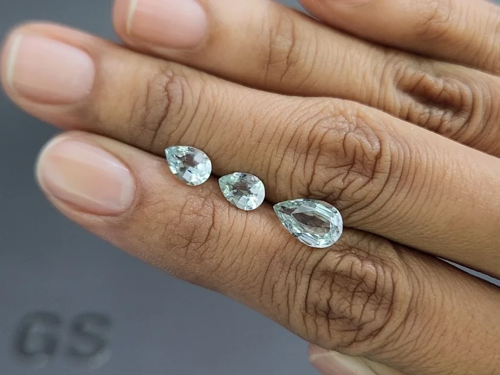 Set of aquamarines in pear cut 2.83 carats, Madagascar Image №2