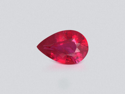 Unheated ruby Intense Red pear cut 1.08 carats, Mozambique photo