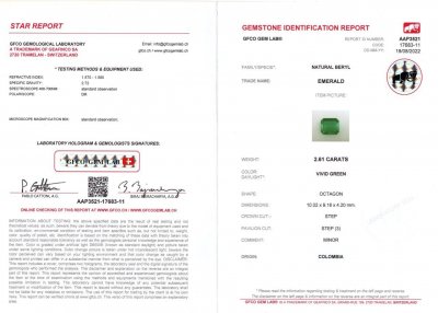 Certificate Vibrant Colombian Octagon Emerald 2.61 ct