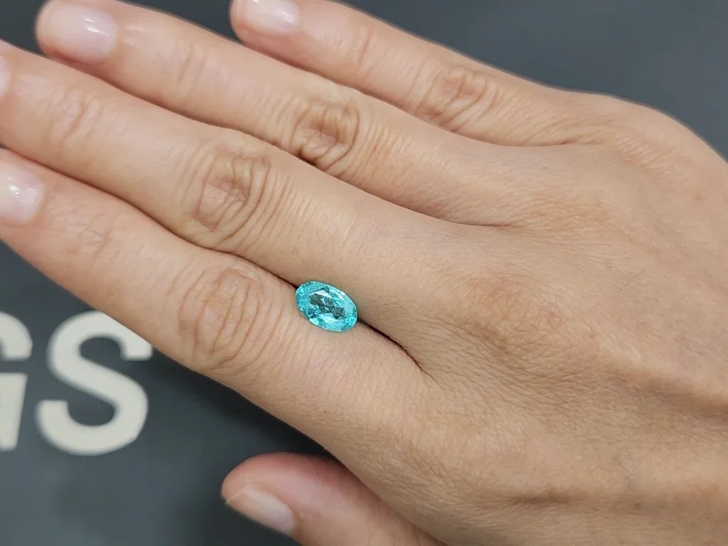 Neon-blue Paraiba tourmaline in oval cut 1.29 carats, Mozambique  Image №2