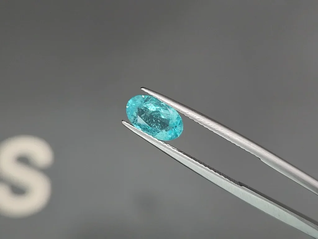 Neon-blue Paraiba tourmaline in oval cut 1.29 carats, Mozambique  Image №3