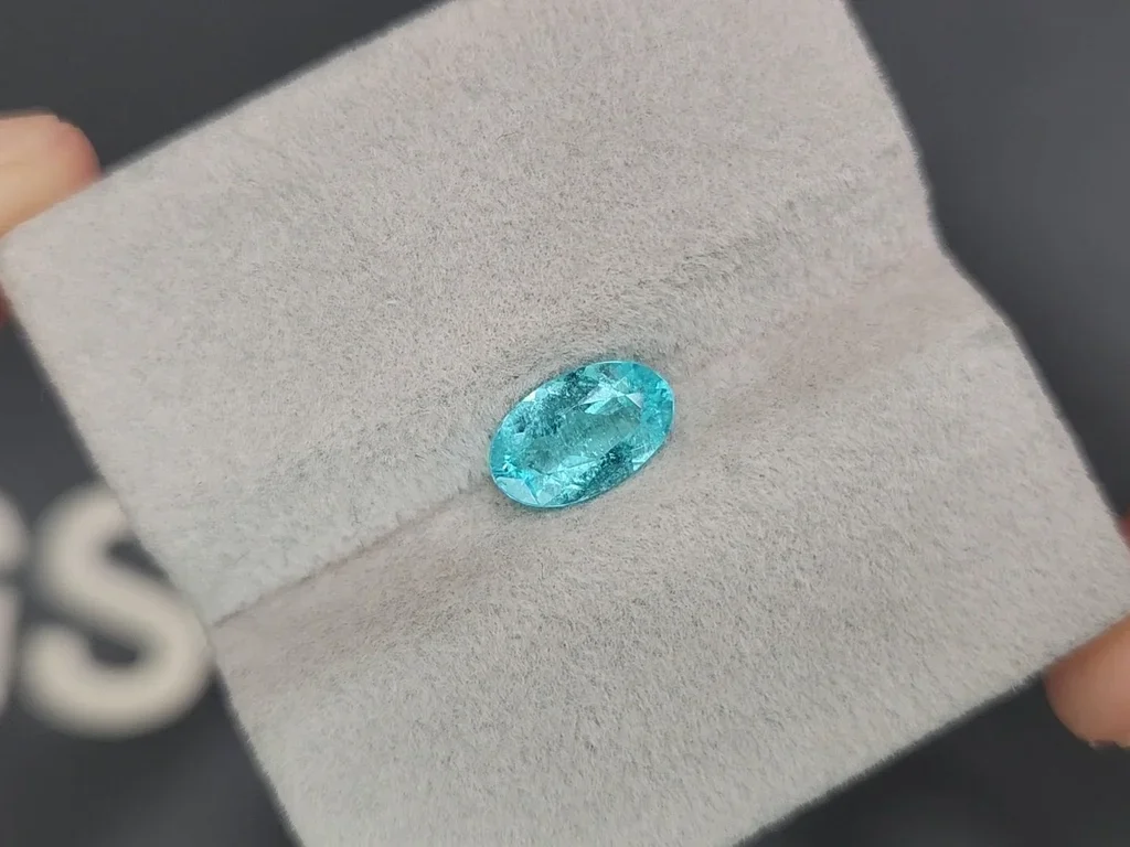 Neon-blue Paraiba tourmaline in oval cut 1.29 carats, Mozambique  Image №4