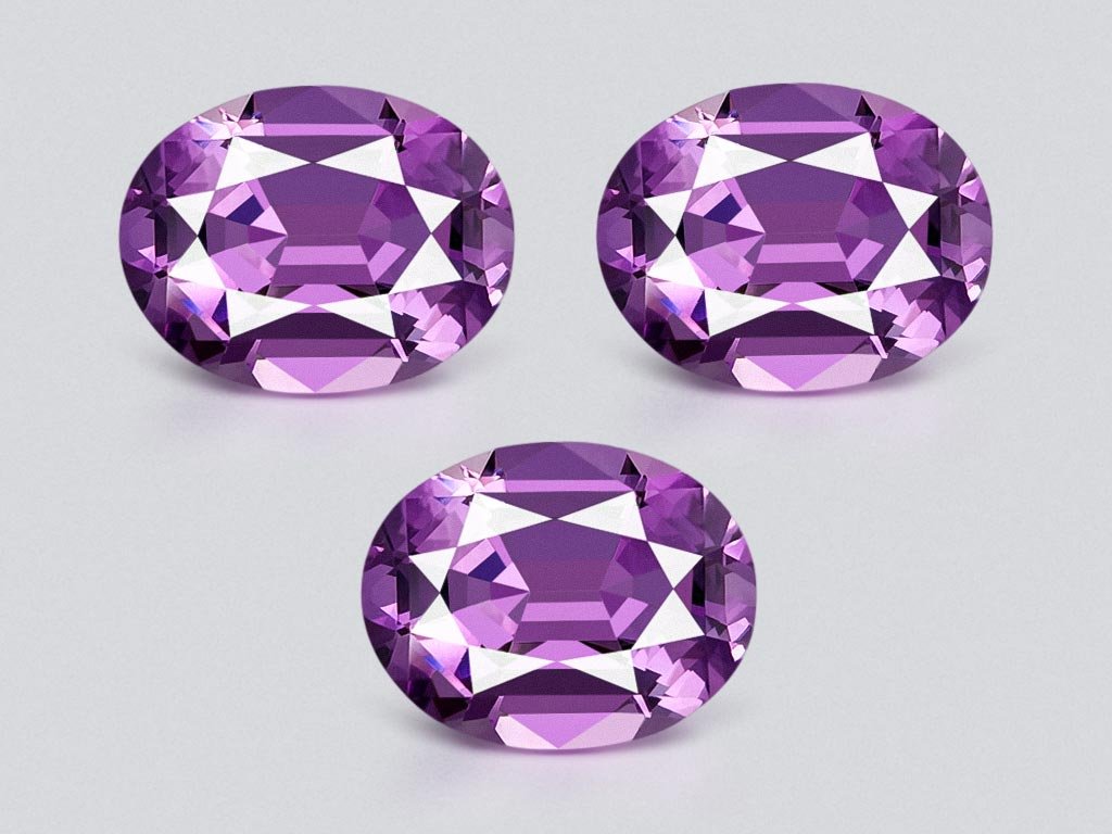 Set of purple amethysts in high-precision oval cut 25.20 carats, Brazil Image №1
