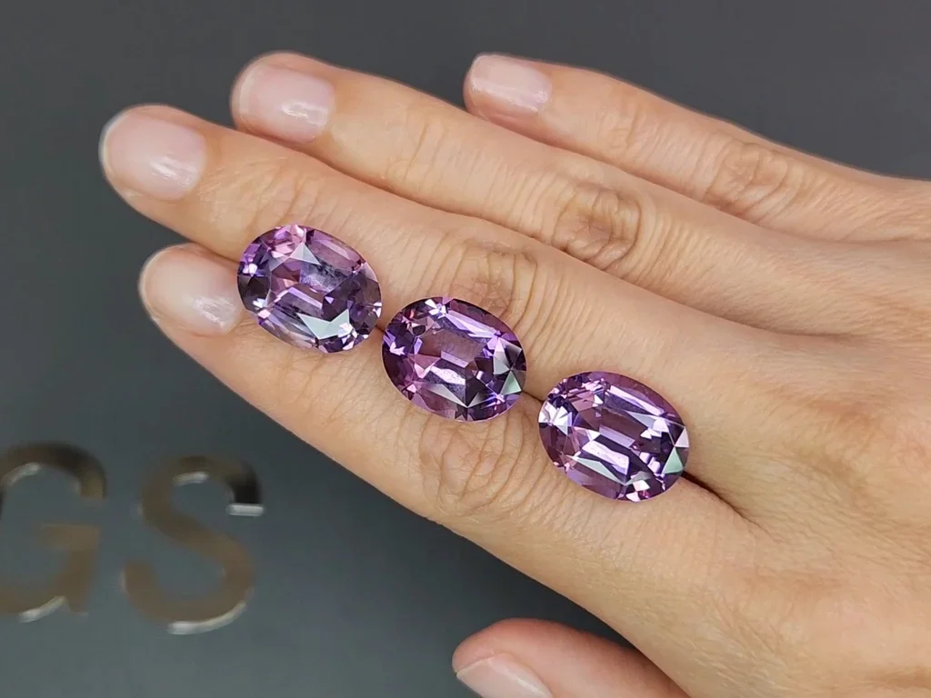 Set of purple amethysts in high-precision oval cut 25.20 carats, Brazil Image №2