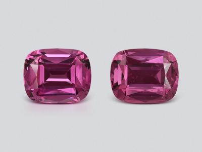 Pair of rhodolite garnets  cushion cut 3.90 carats, Tanzania photo
