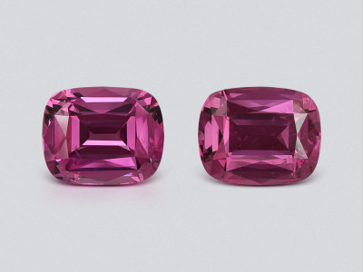 Pair of rhodolite garnets  cushion cut 3.90 carats, Tanzania photo