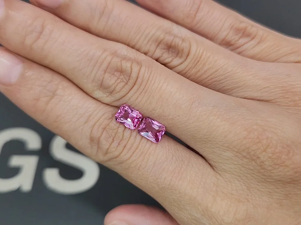 Pair of unheated sapphires Padparadscha radiant cut 2.34 carats, Madagascar Image №2