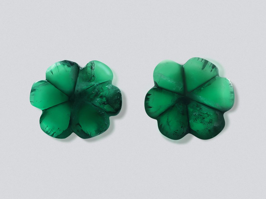 Pair of emeralds trapiche Vivid Green fancy cut  25.56 carats, Colombia Image №1