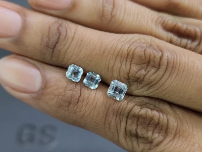 Set of aquamarines octagon cut 1.60 carats, Madagascar photo