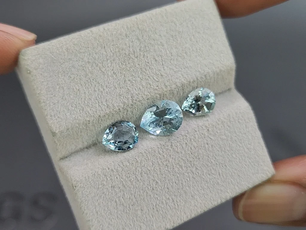 Set of aquamarines in pear cut 2.78 carats, Madagascar Image №5