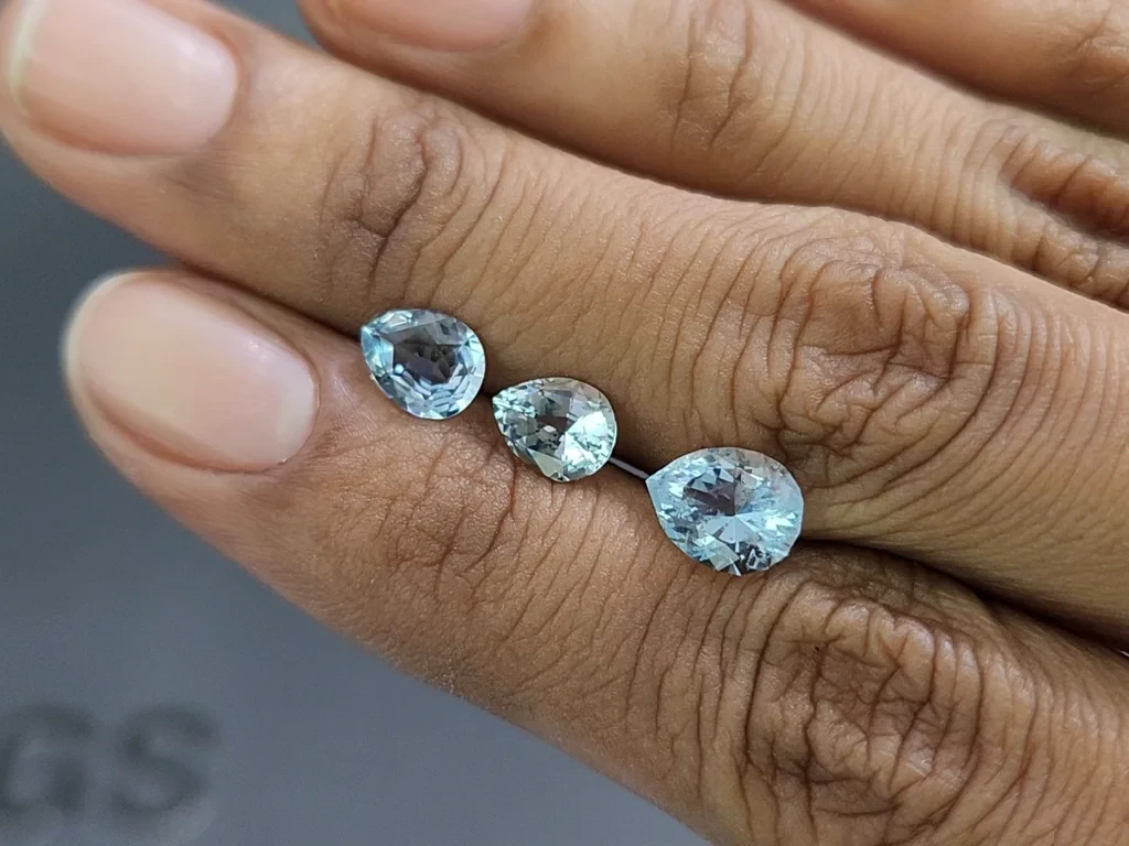 Set of aquamarines in pear cut 2.78 carats, Madagascar Image №2