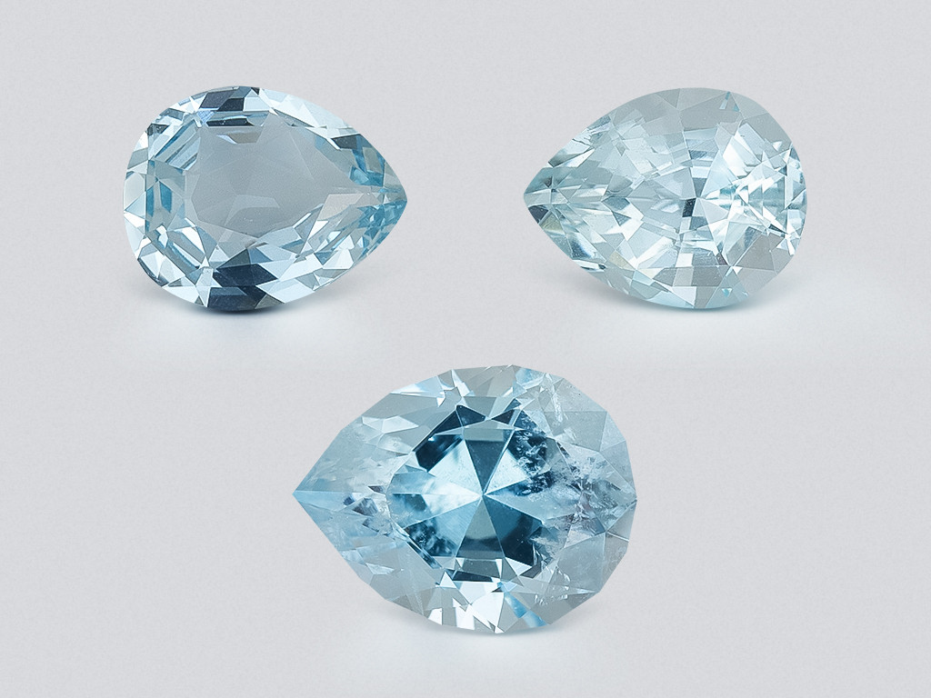 Set of aquamarines in pear cut 2.78 carats, Madagascar Image №1