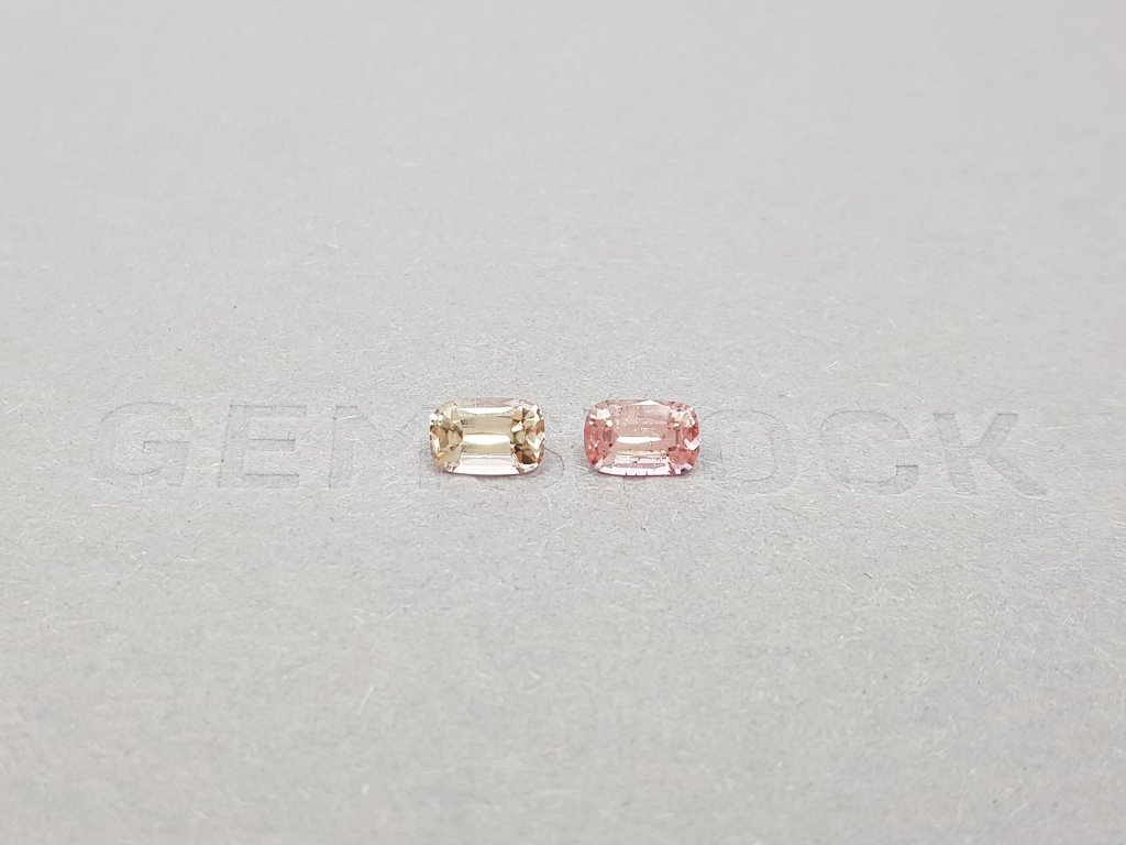 Pair of yellow and orangish-pink tourmalines 0.97 ct Image №1