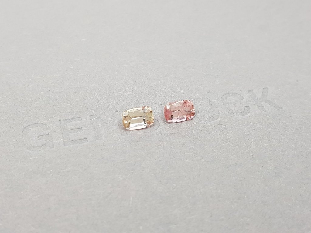 Pair of yellow and orangish-pink tourmalines 0.97 ct Image №2