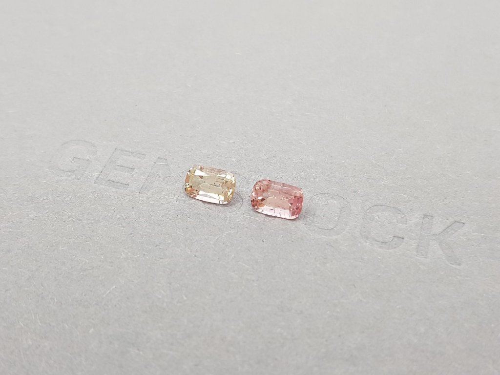 Pair of yellow and orangish-pink tourmalines 0.97 ct Image №3